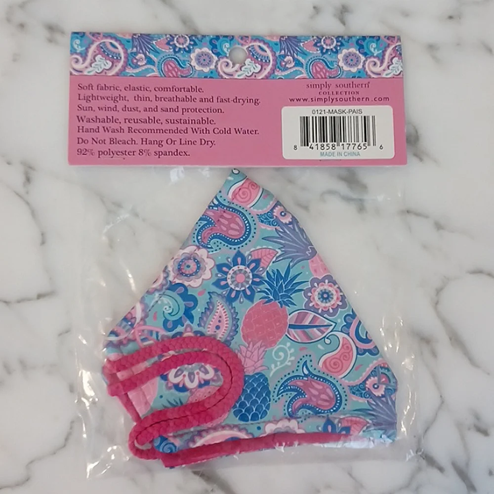 Simply Southern face mask pineapple and floral print simply soft mask new w/ tag